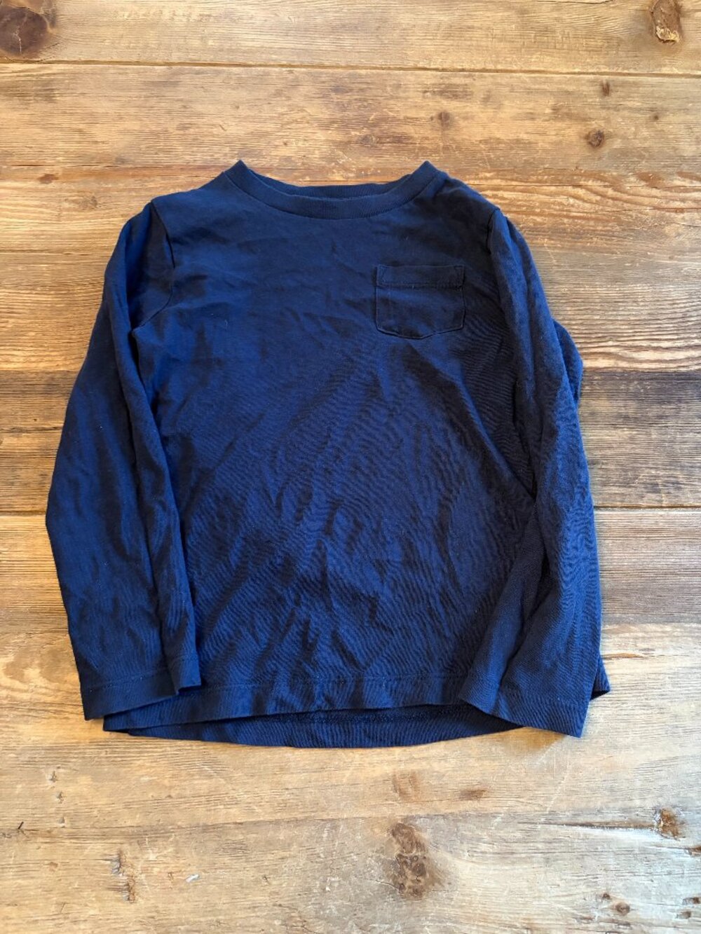 J.Crew Crewcuts Navy Long Sleeve Pocket T-Shirt Size 3 100% Cotton